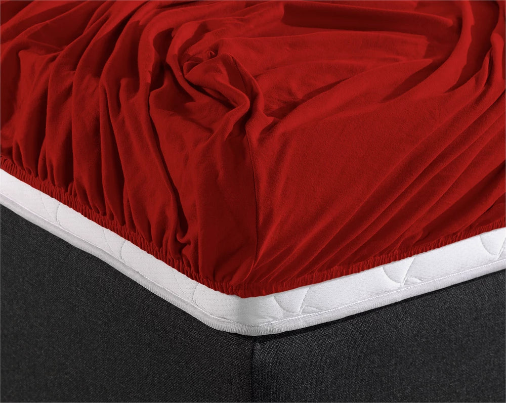 Dubbel Jersey 220 gr. Hoeslaken Rood 80/100 x 220