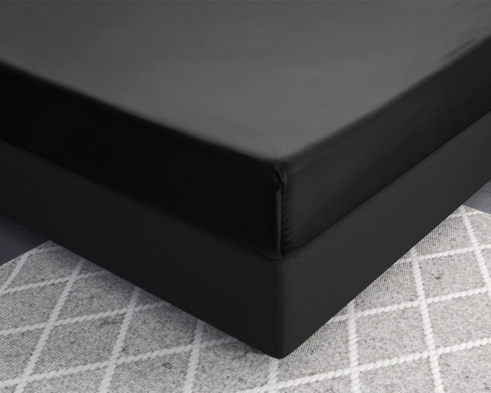 Baumwolle-Satin-Spannbettlaken Schwarz