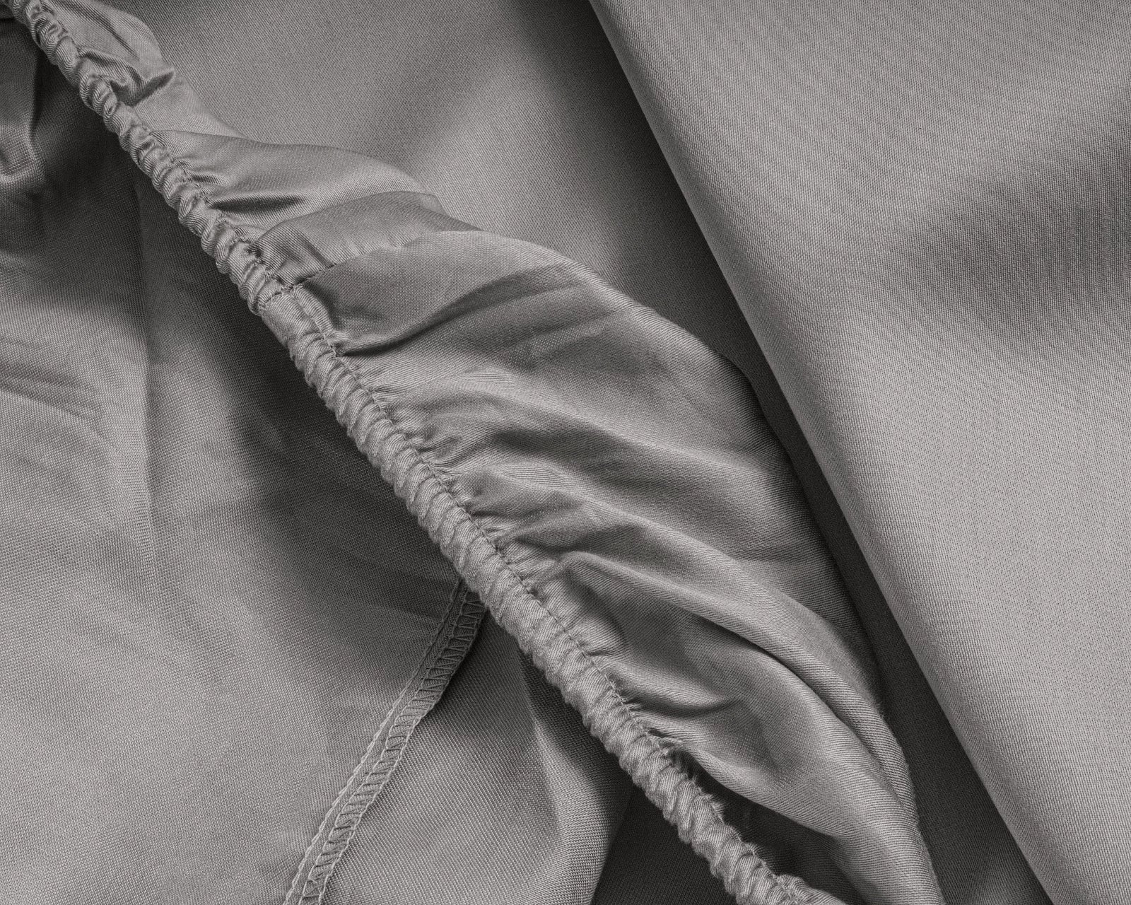 Baumwolle-Satin-Spannbettlaken - Split-Topper Grau