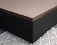 Baumwolle-Satin-Spannbettlaken - Split-Topper Taupe