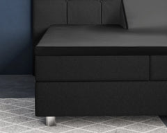 Baumwolle-Satin-Spannbettlaken - Split-Topper Schwarz