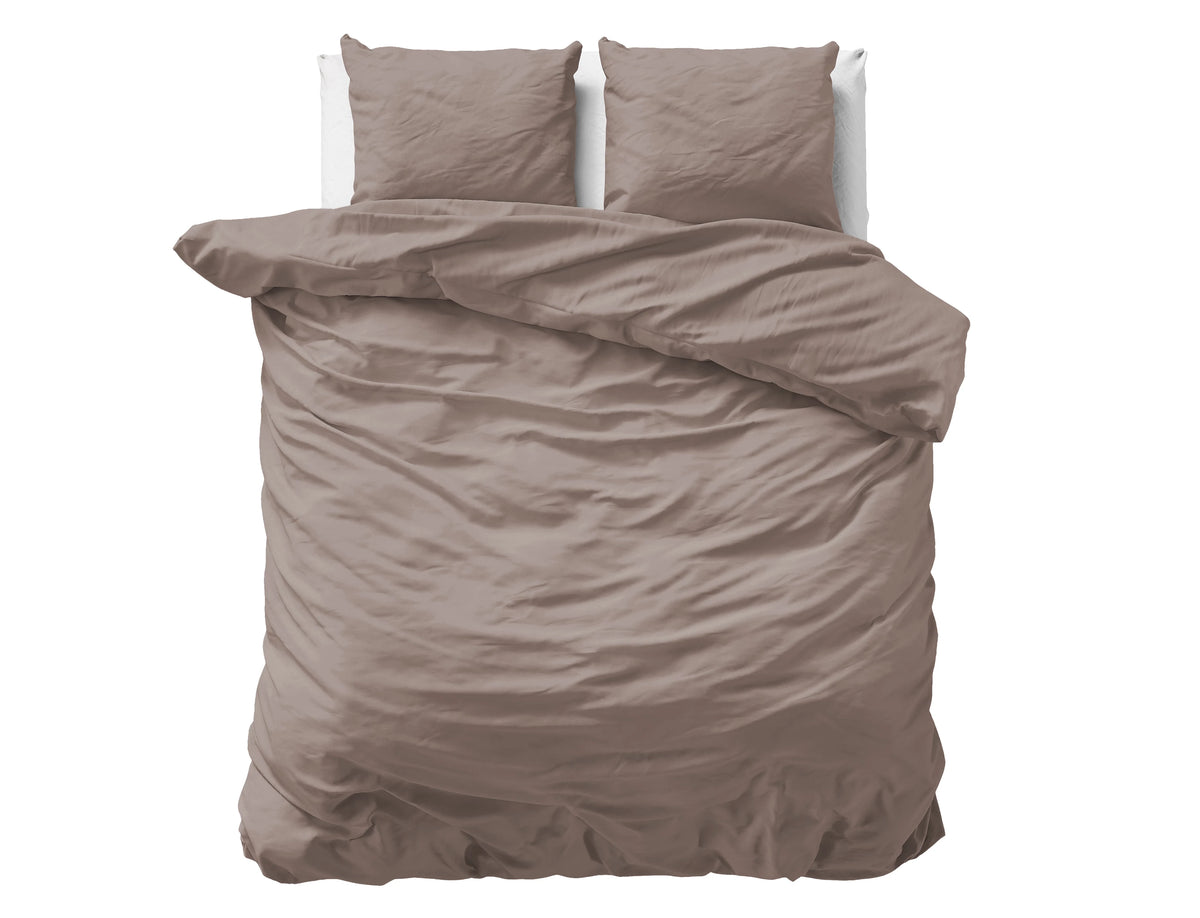 Uni Satin Bettbezug Taupe