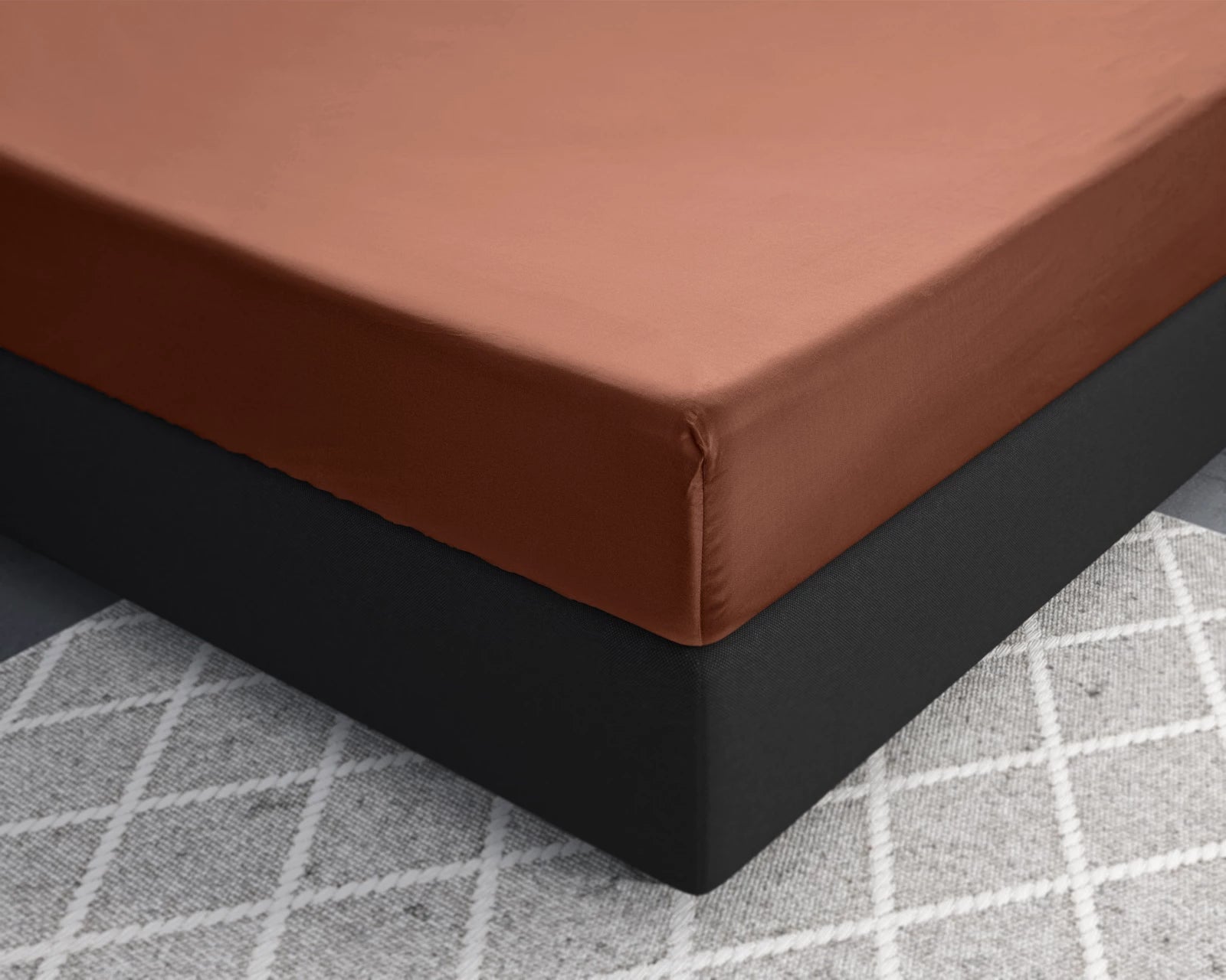 Baumwolle-Satin-Spannbettlaken Braun