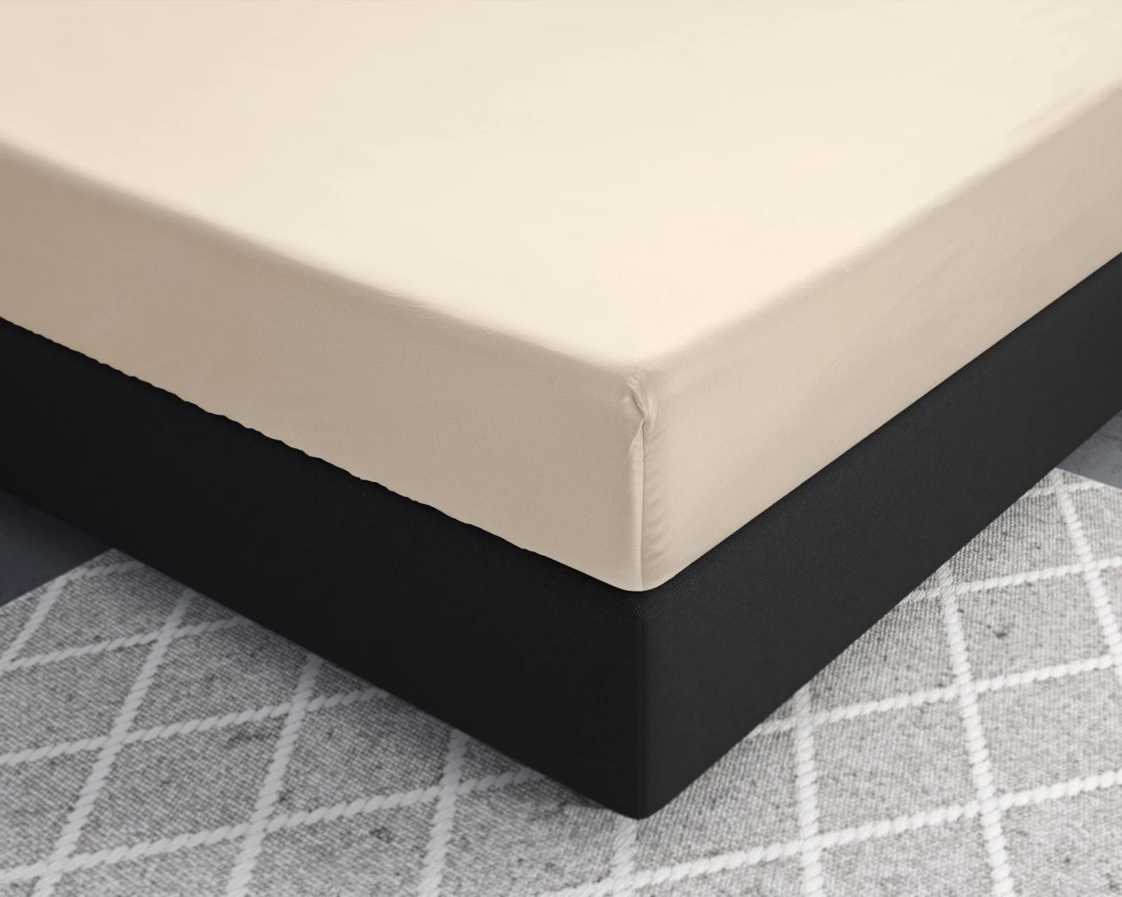 Baumwolle-Satin-Spannbettlaken Sand
