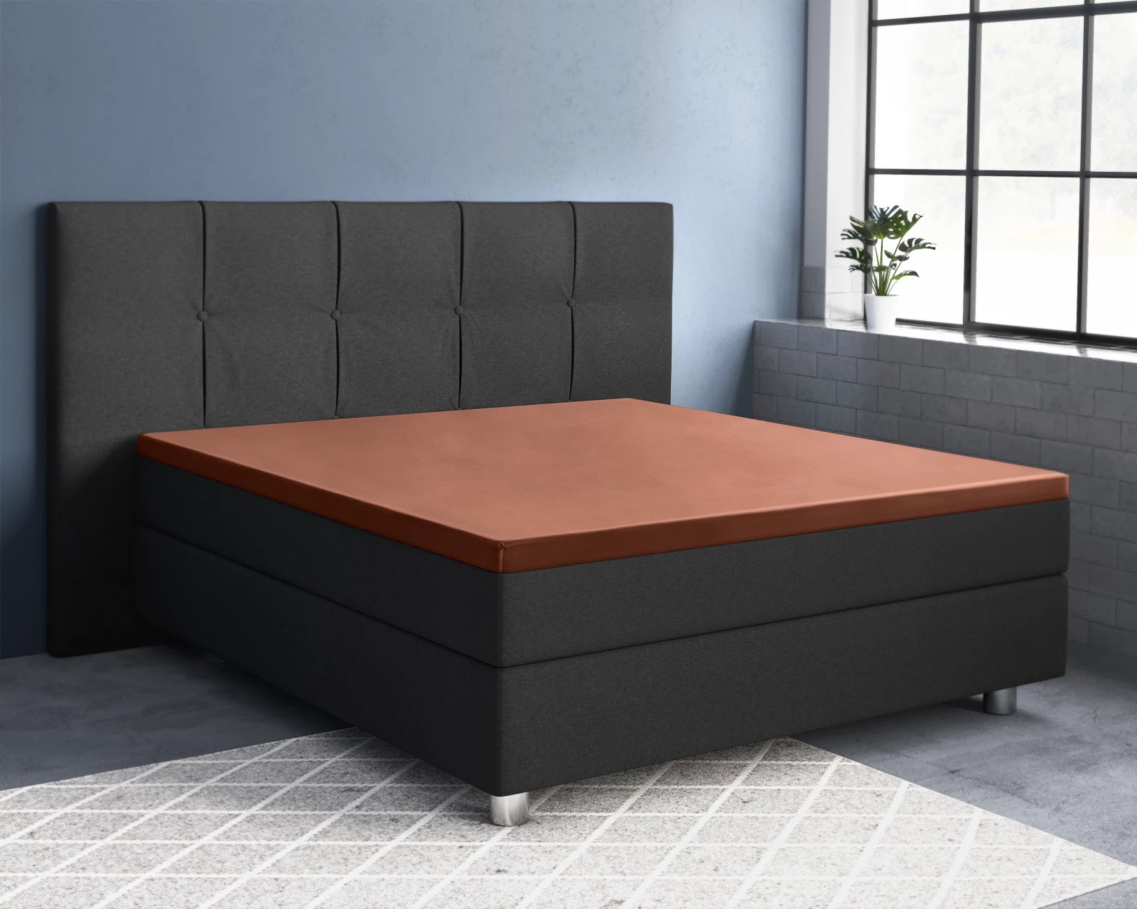 Baumwolle-Satin-Spannbettlaken - Topper Braun