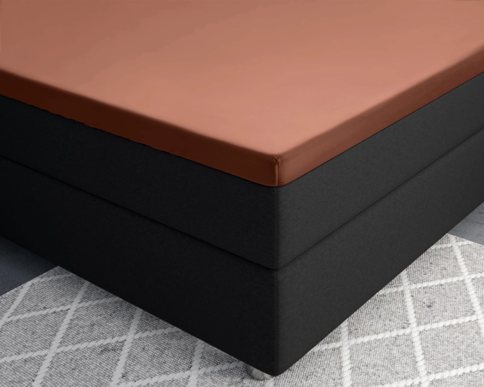 Baumwolle-Satin-Spannbettlaken - Topper Braun