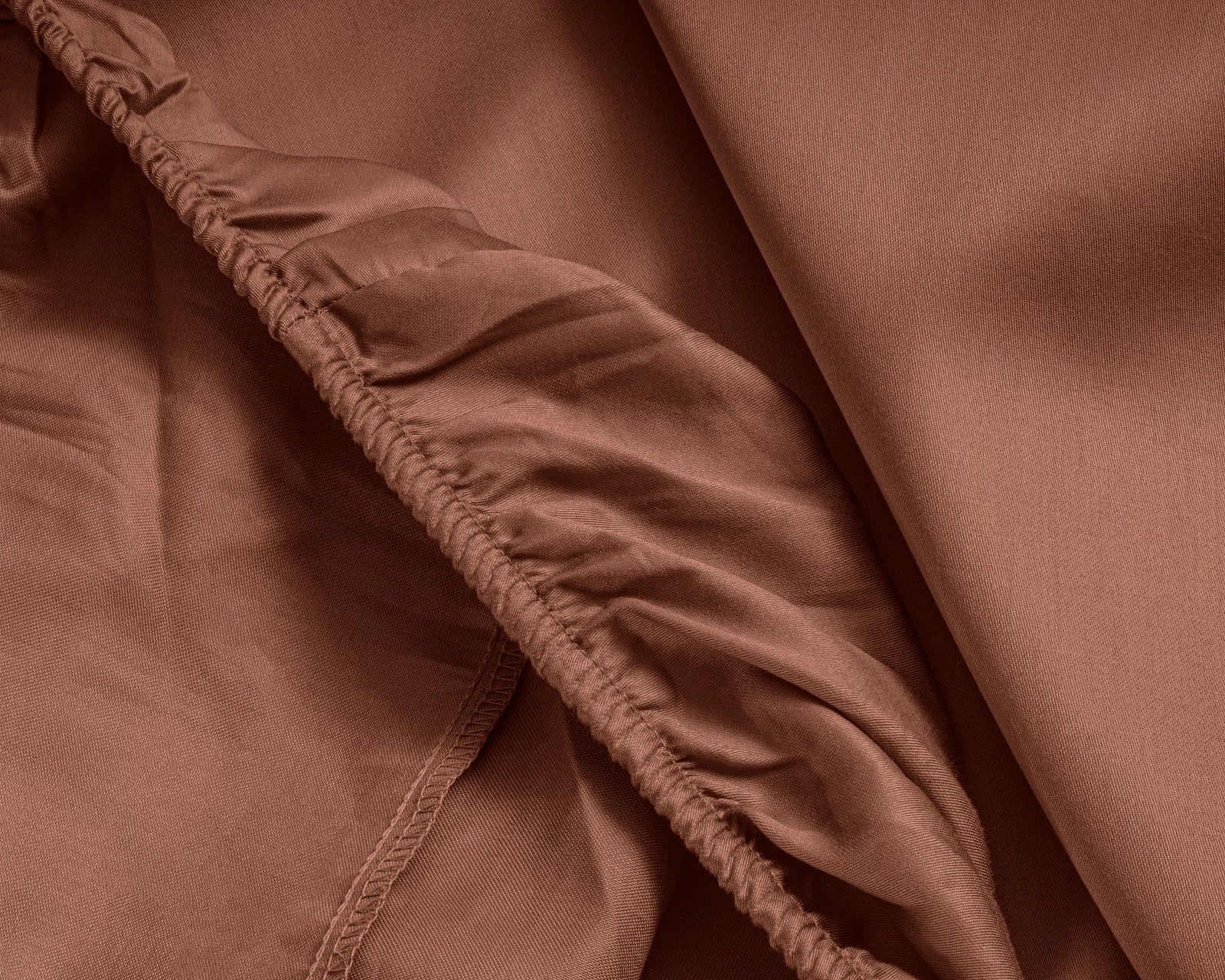 Baumwolle-Satin-Spannbettlaken - Topper Braun