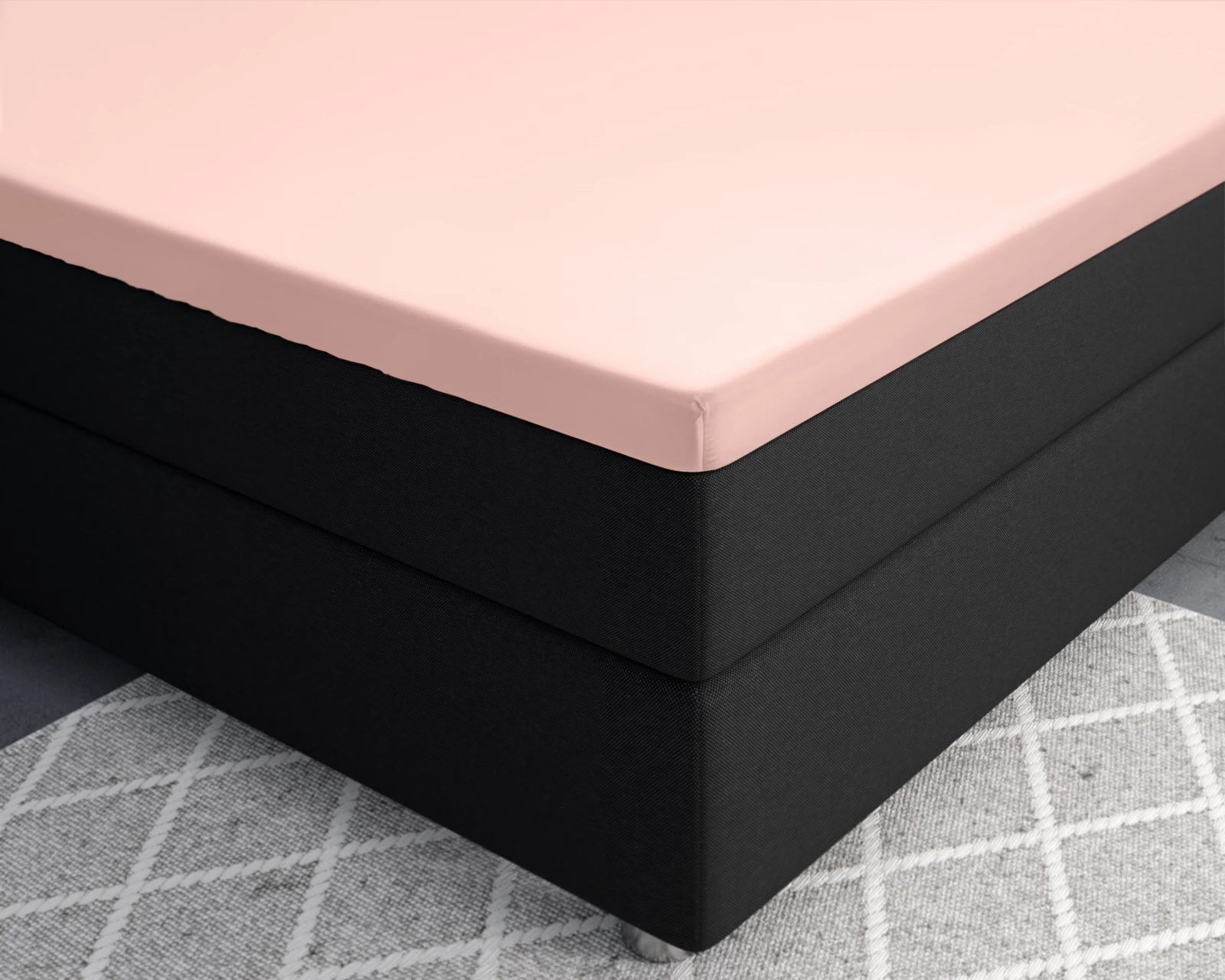Baumwolle-Satin-Spannbettlaken - Topper Rosa