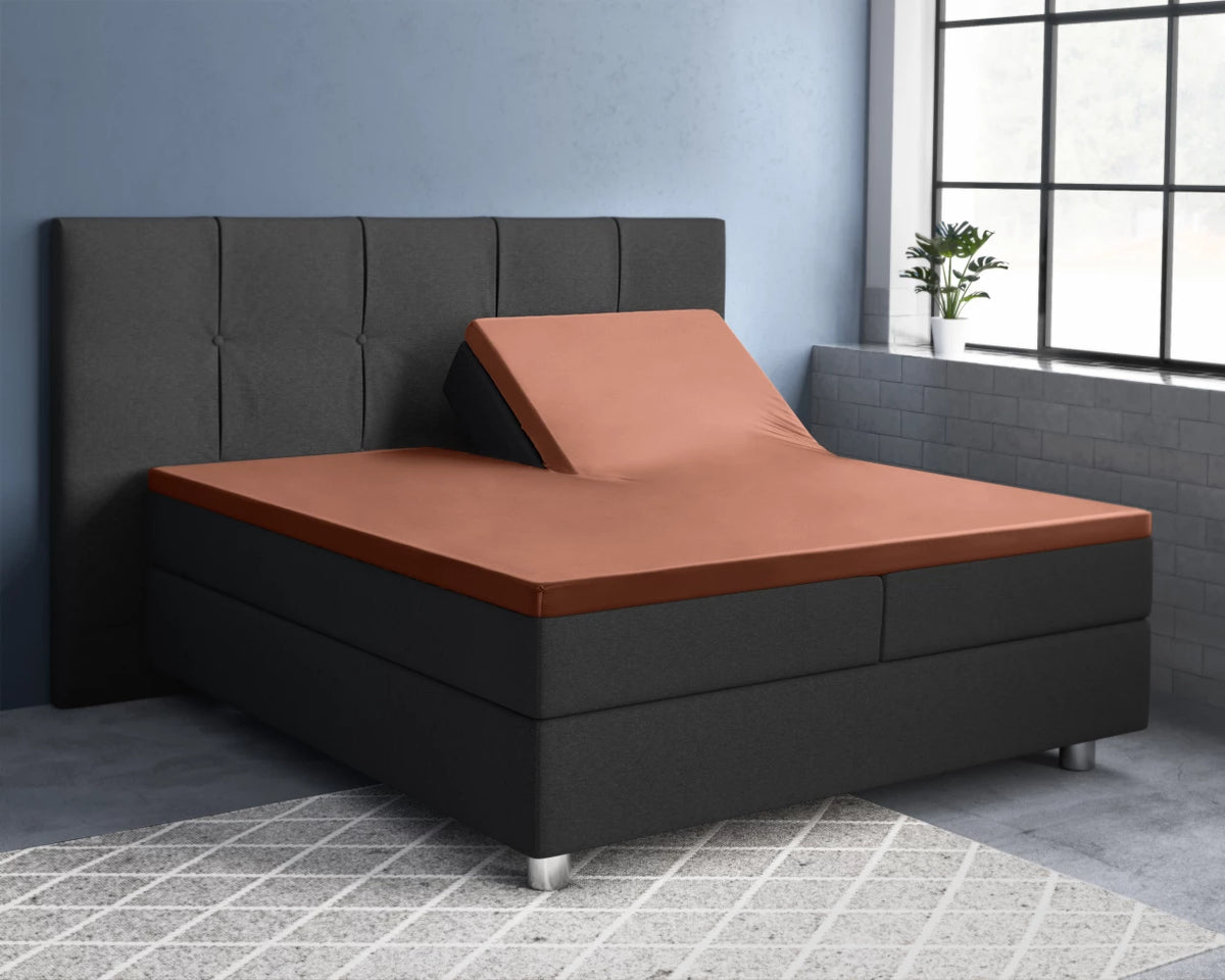 Baumwolle-Satin-Spannbettlaken - Split-Topper Braun