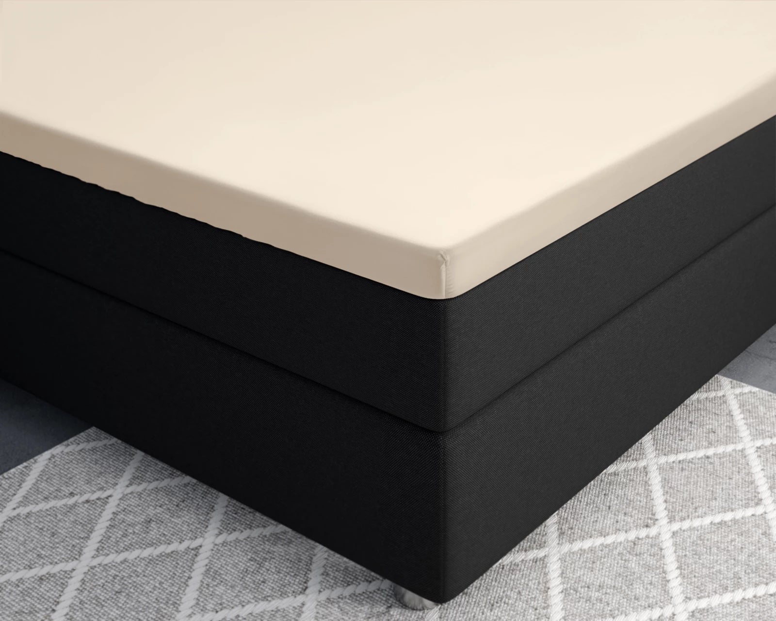 Baumwolle-Satin-Spannbettlaken - Split-Topper Sand