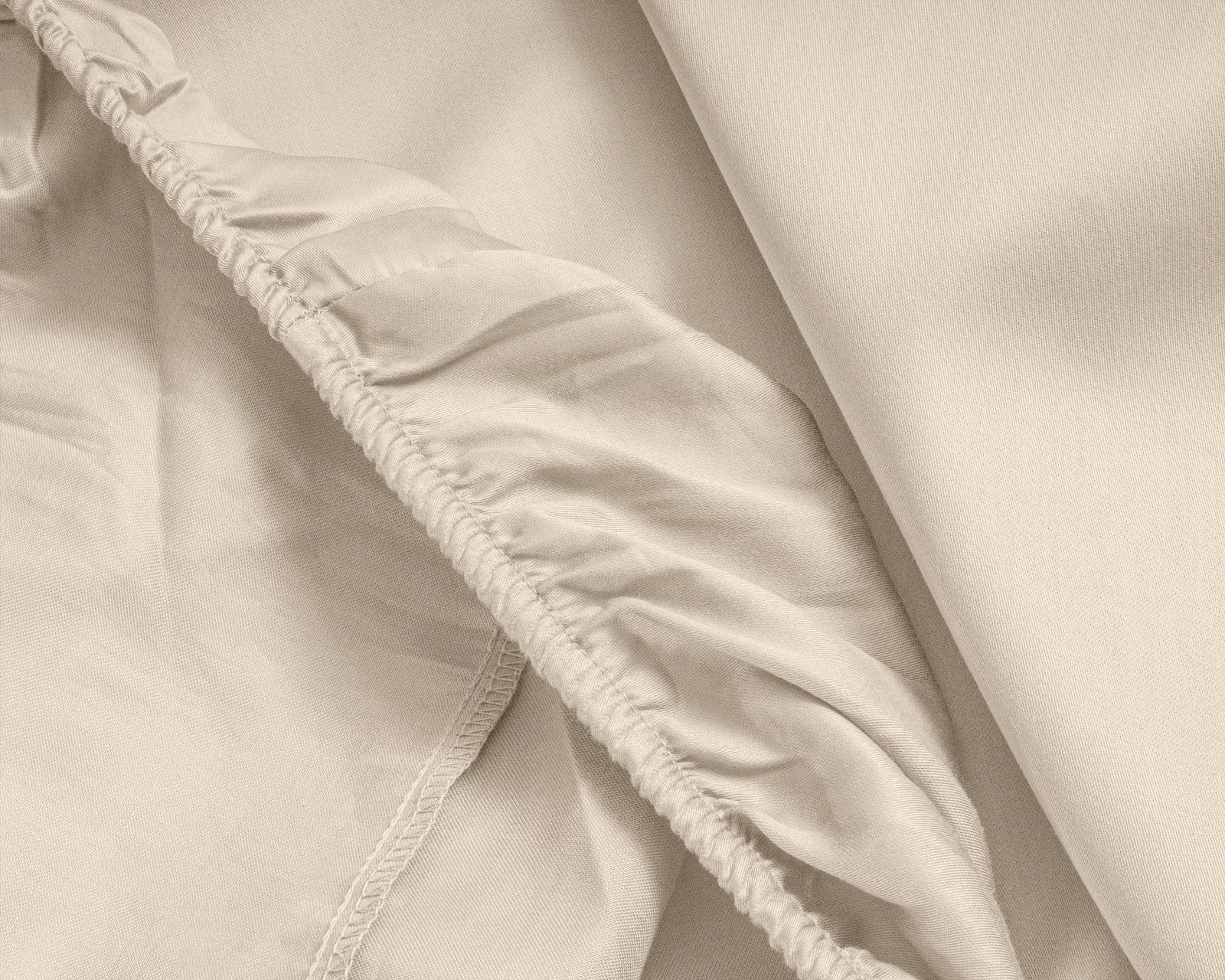 Baumwolle-Satin-Spannbettlaken - Split-Topper Sand