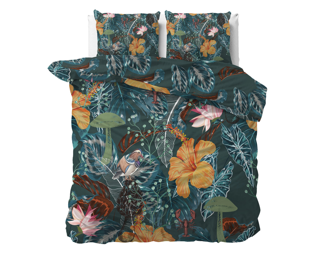Satin-Bettwäsche – Calanthe Grün 240 x 220
