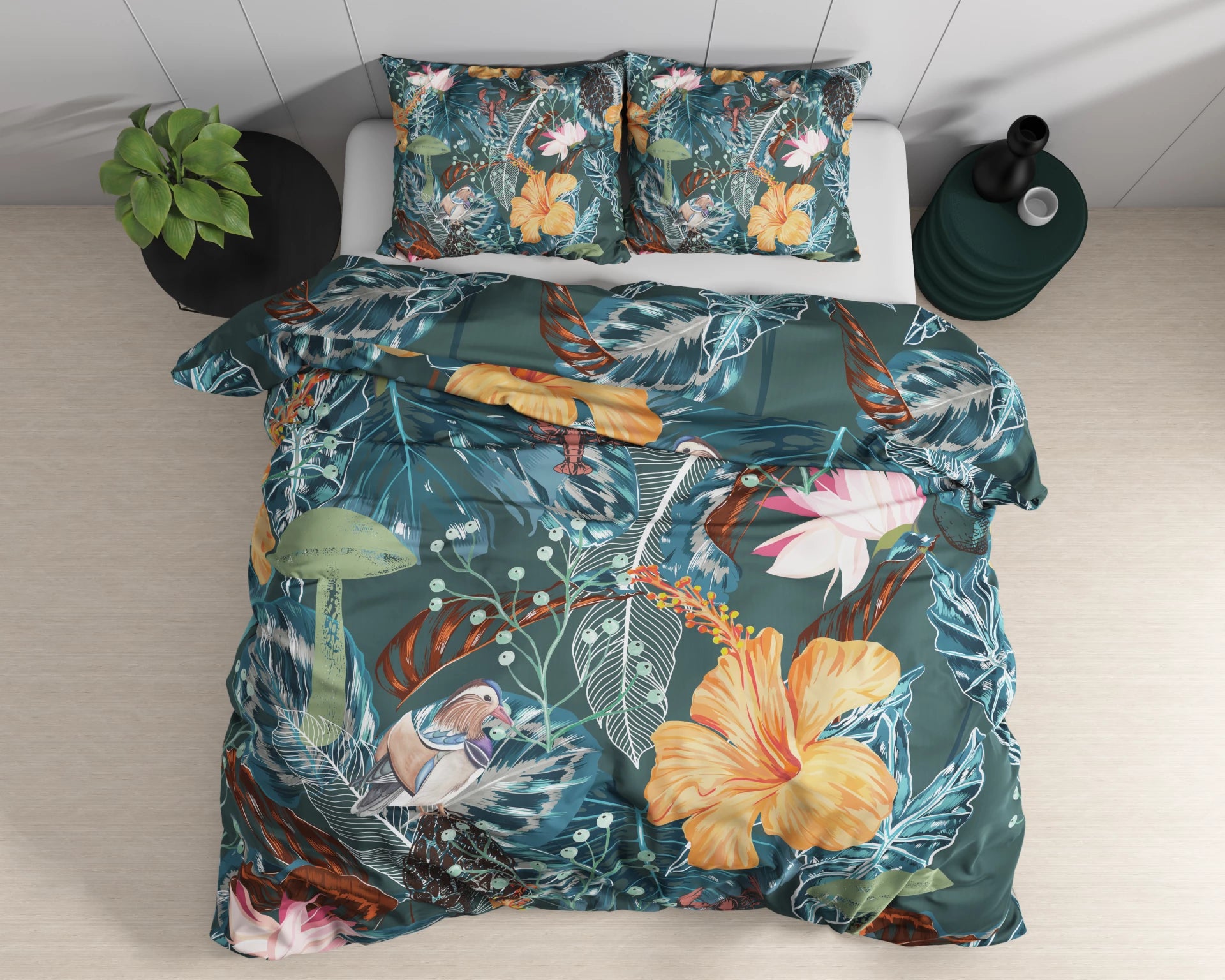 Satin-Bettwäsche – Calanthe Grün
