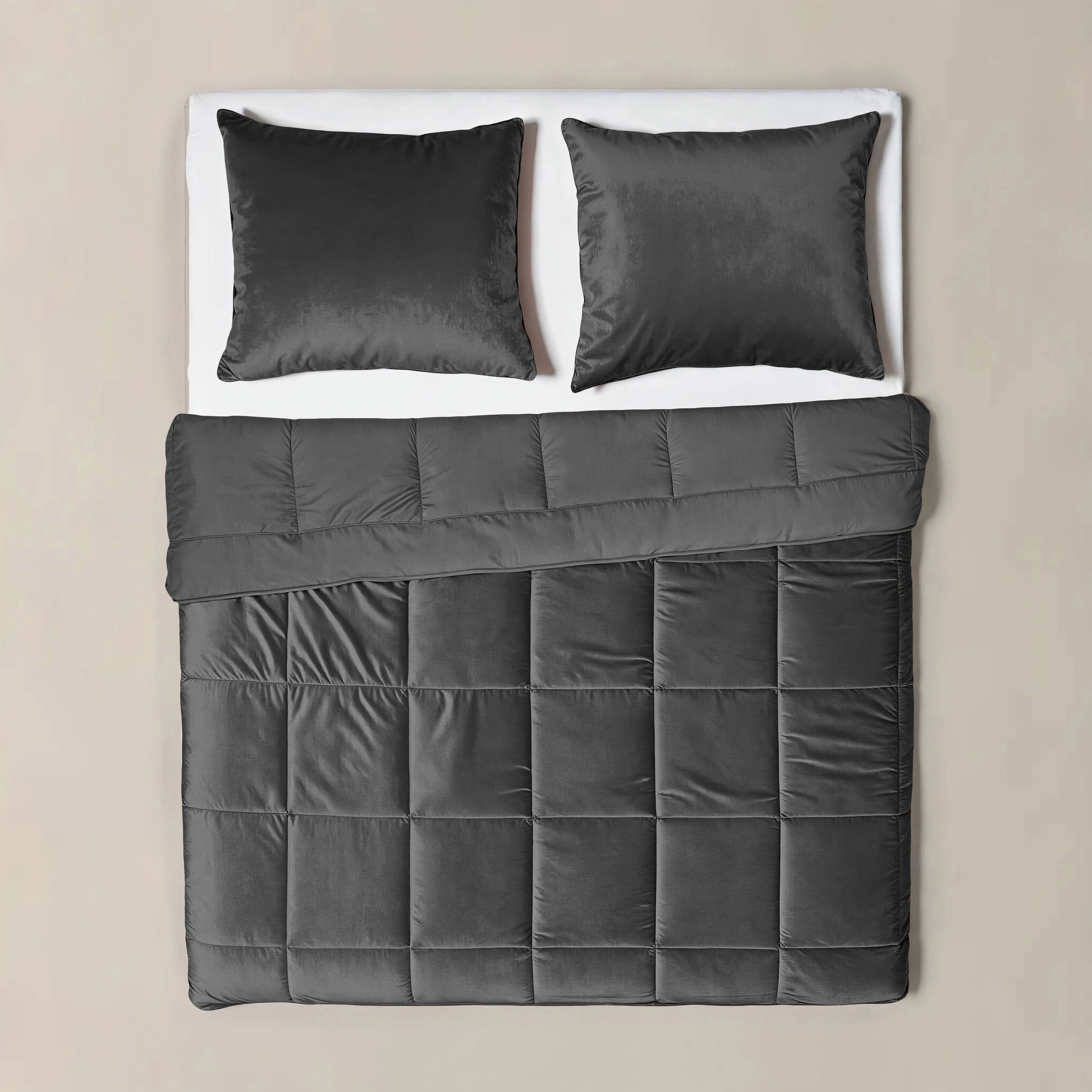 Faules Samt-Bettdecke Anthrazit 140 x 200