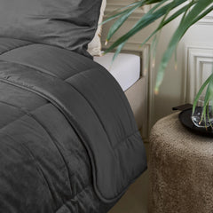 Faules Samt-Bettdecke Anthrazit 140 x 200