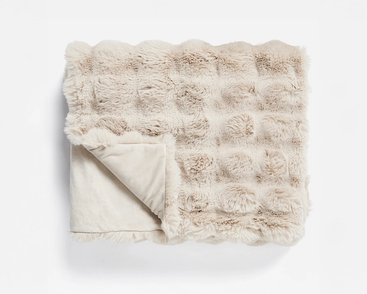 Plaid - Pom Rabbit Fur Sand