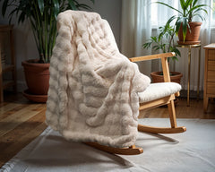 Plaid - Pom Rabbit Fur Sand
