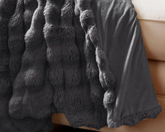 Plaid - Pom Rabbit Fur Anthrazit