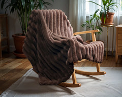 Rippen Kaninchenfell-Plaid Taupe/Gijs 150 x 200