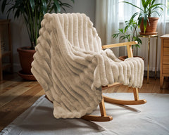 Rippen Kaninchenfell Plaid Sand 150 x 200