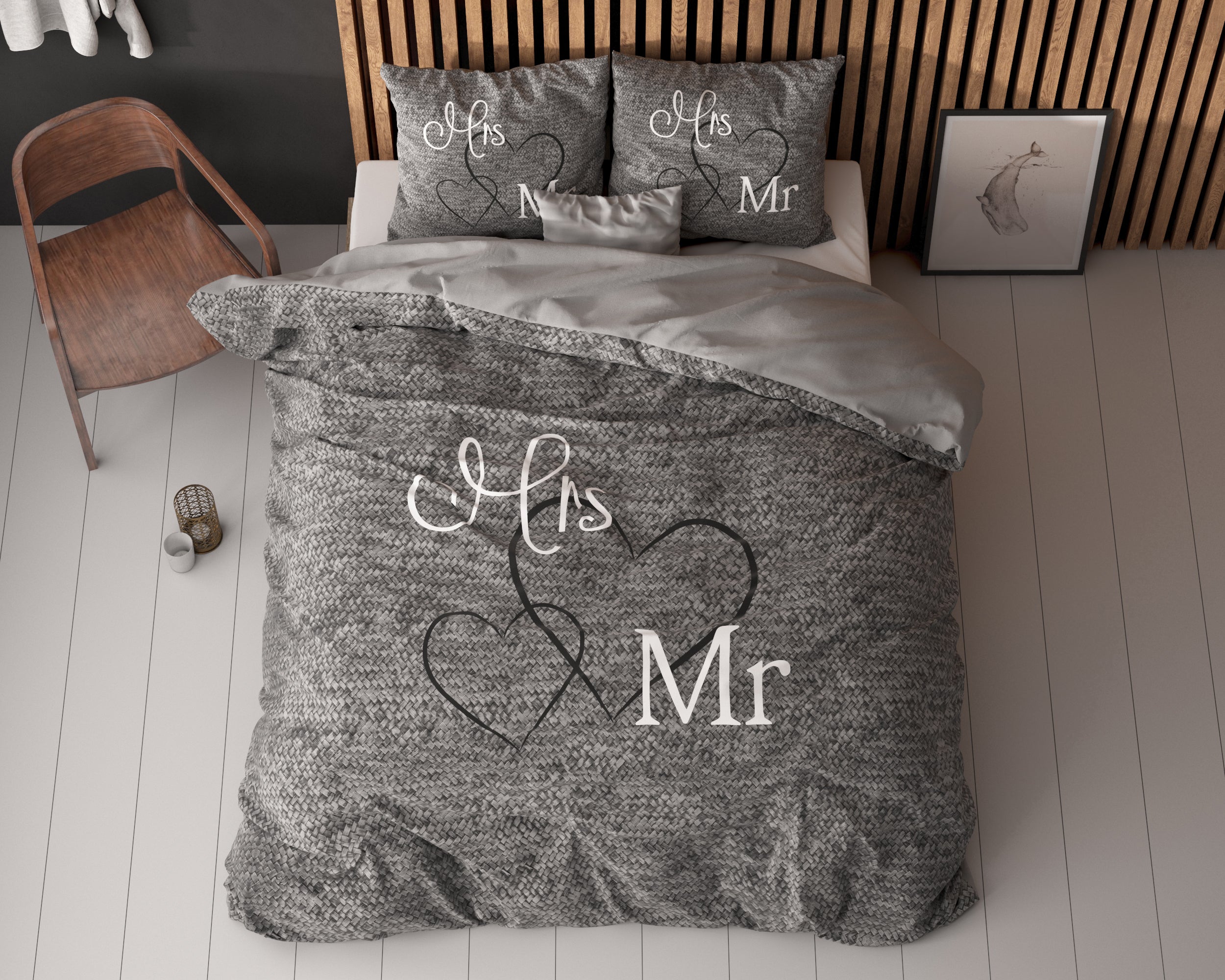 Baumwolle - Bettwäsche - Mr and Mrs Anthrazit