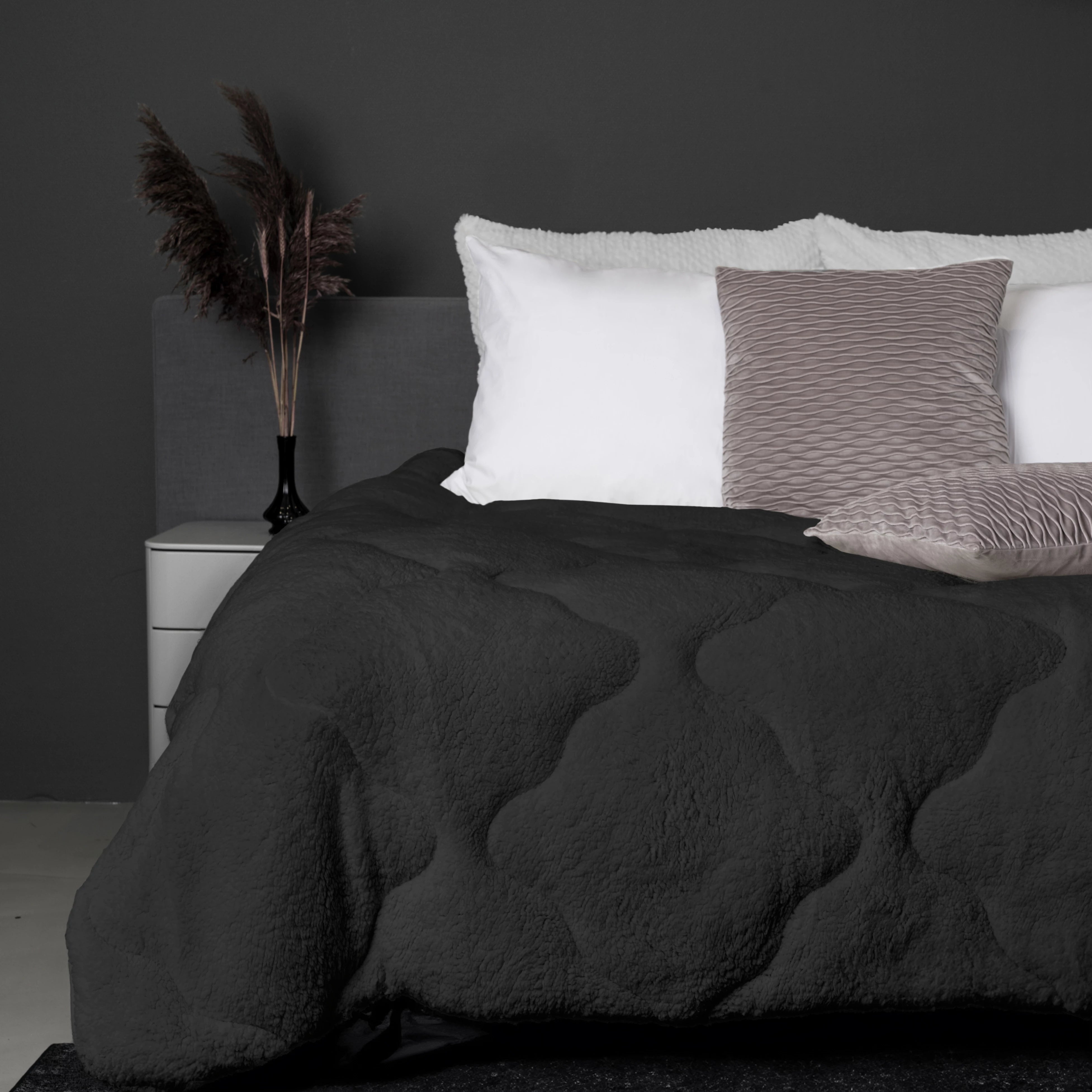 Faule All-in-One Daunendecke Teddy Anthrazit 140 x 200