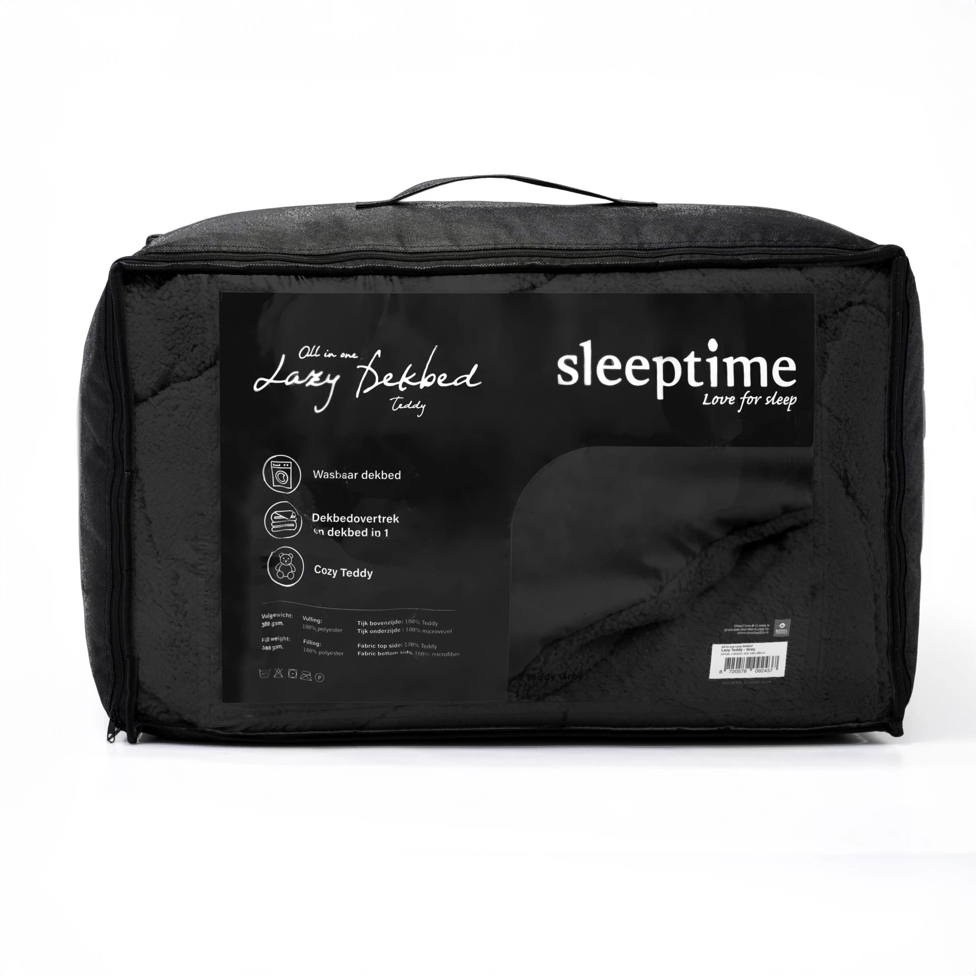 Faule All-in-One Daunendecke Teddy Anthrazit 140 x 200