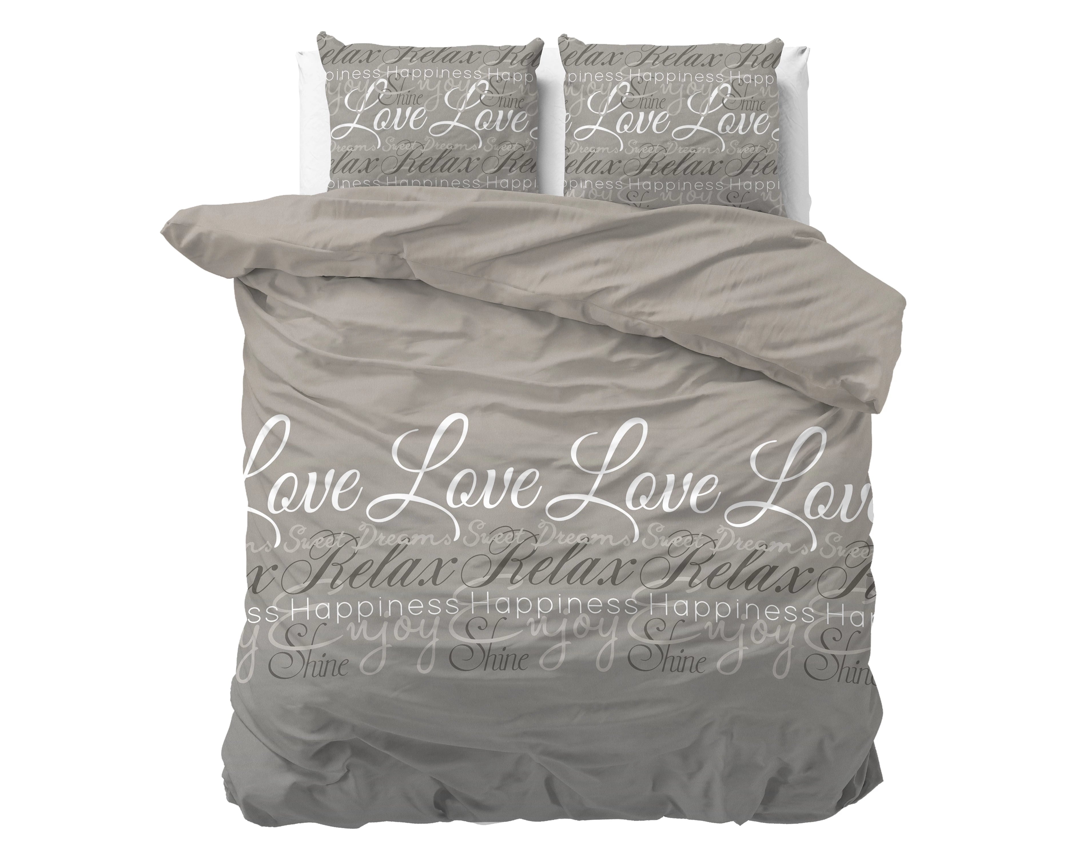 Flanel Liebe und Entspannung Taupe 200 x 200/220