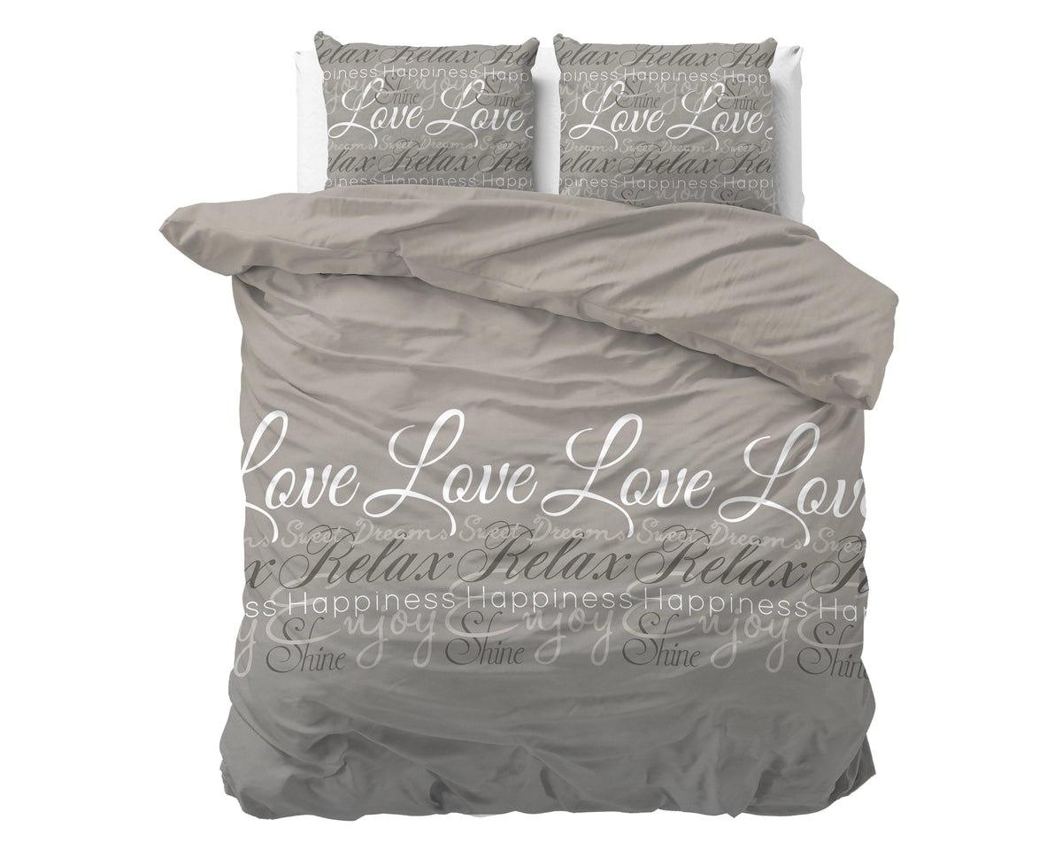 Flanel Liebe und Entspannung Taupe 200 x 200/220