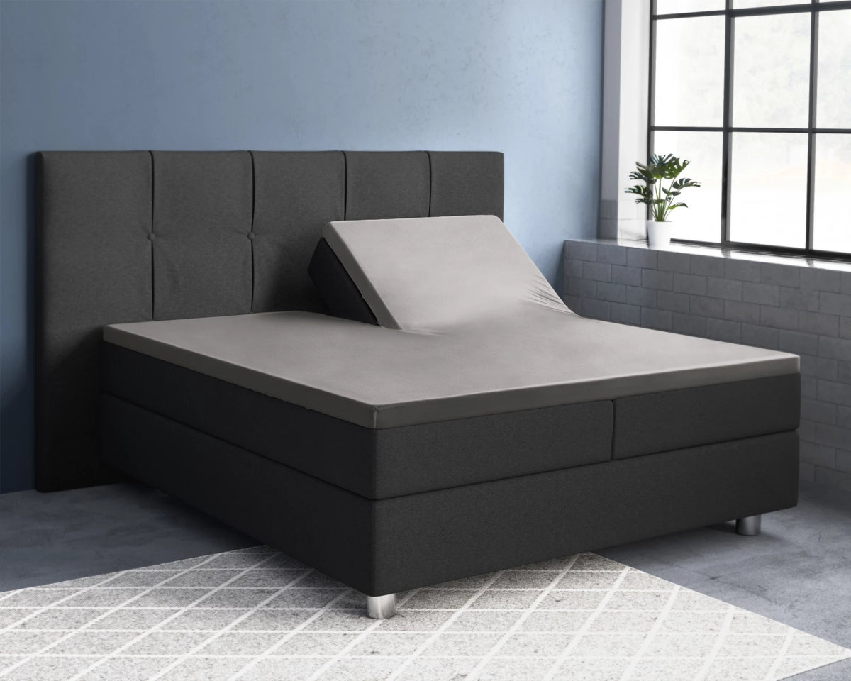 Baumwolle-Satin-Spannbettlaken - Split-Topper Grau