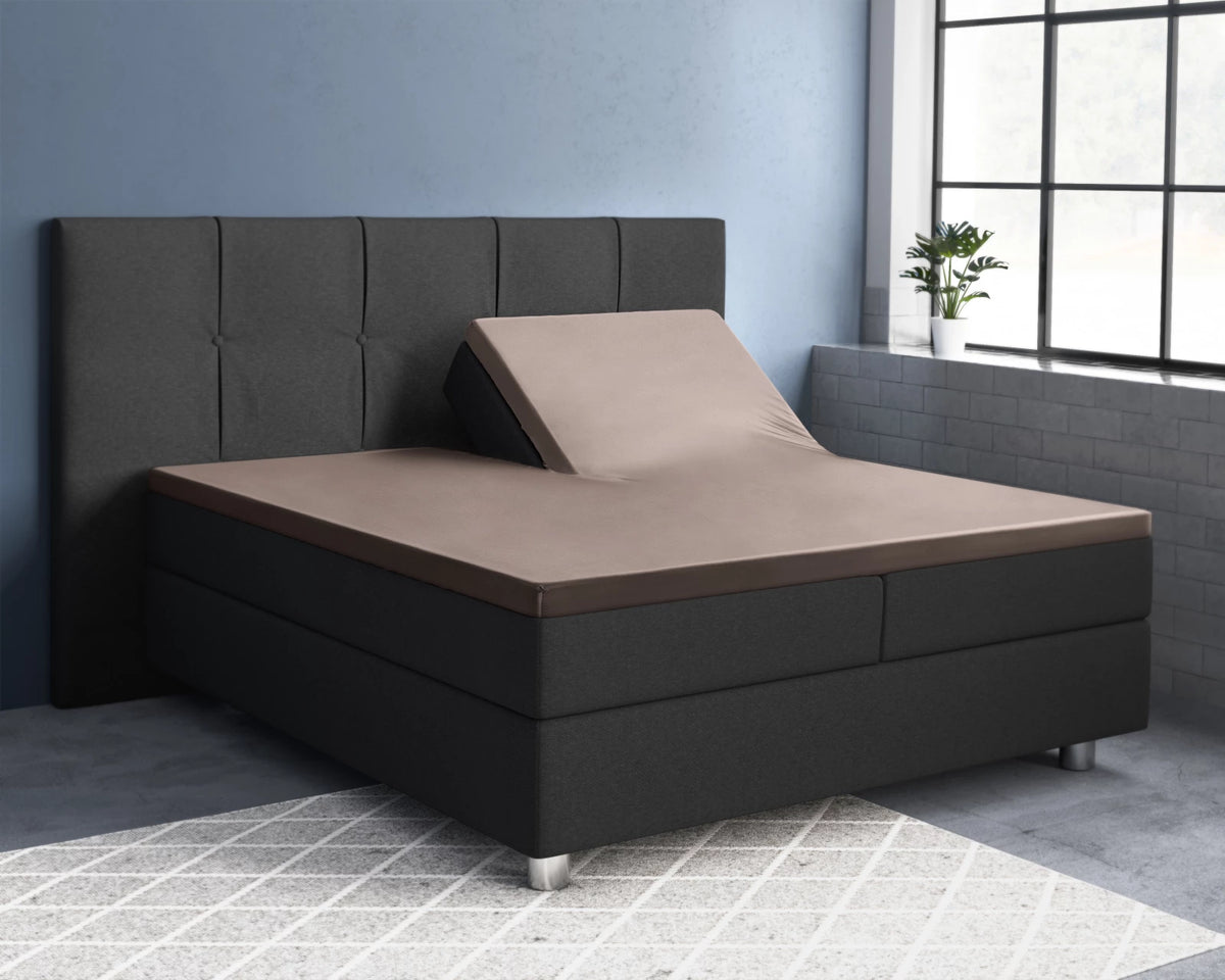 Baumwolle-Satin-Spannbettlaken - Split-Topper Taupe