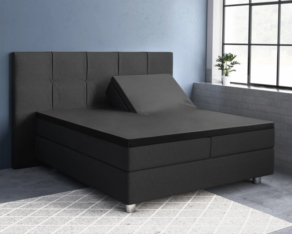 Baumwolle-Satin-Spannbettlaken - Split-Topper Schwarz